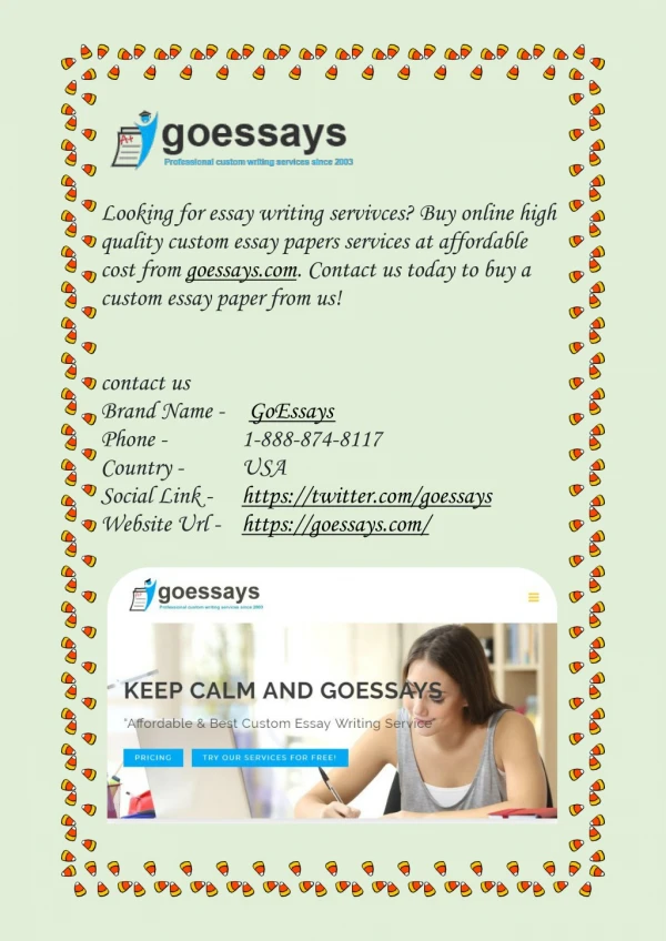 Buy Custom Essay Papers Online at Goessays.com