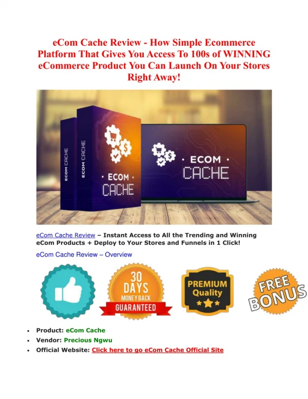 eCom Cache Review - Exactly Simple Ecommerce Platform That Gives You Access To 100s of WINNING eCommerce Product You Can