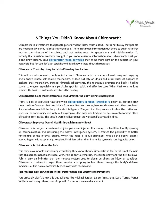 6 Things You Didn’t Know about Chiropractic
