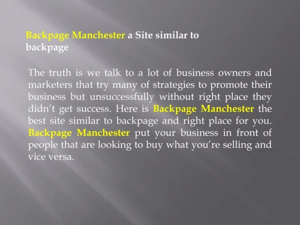 Backpage Manchester| Back page Manchester
