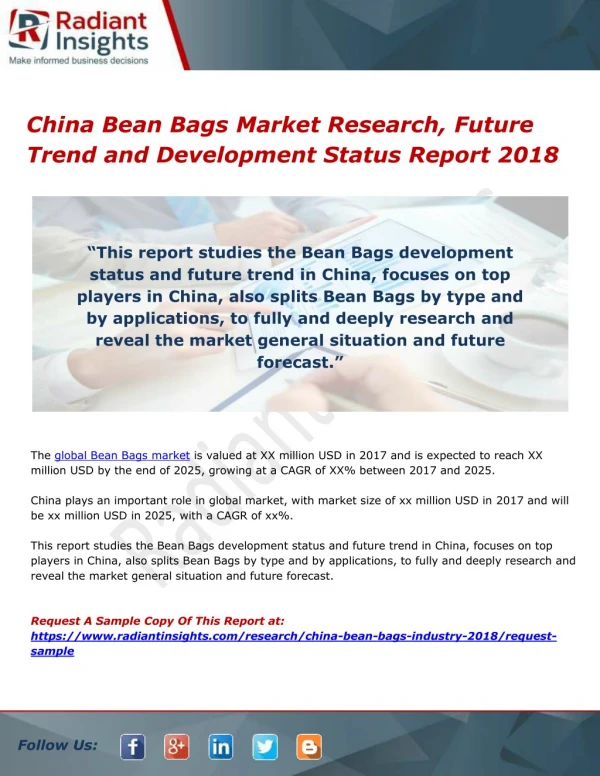 China Bean Bags Market Research, Future Trend and Development Status Report 2018