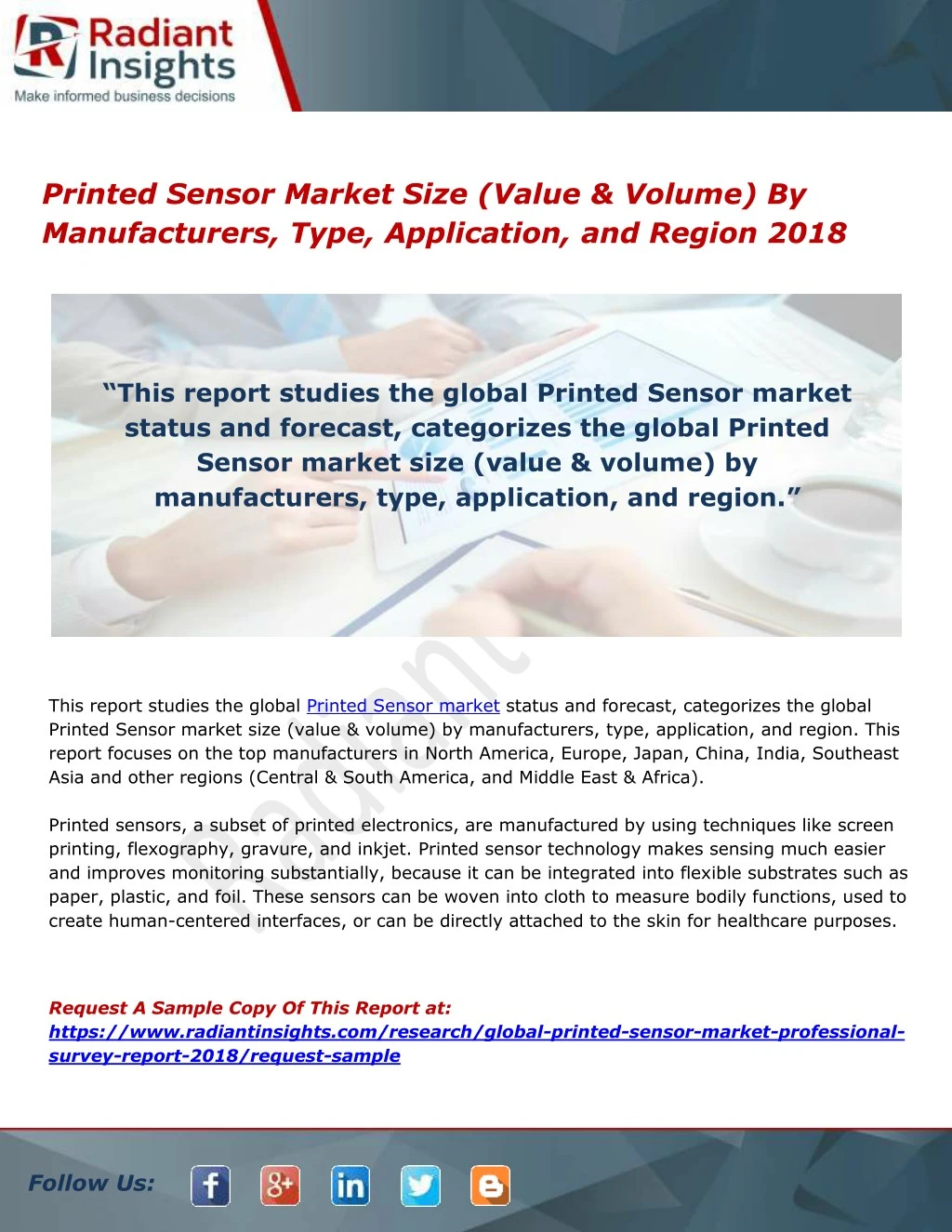 printed sensor market size value volume