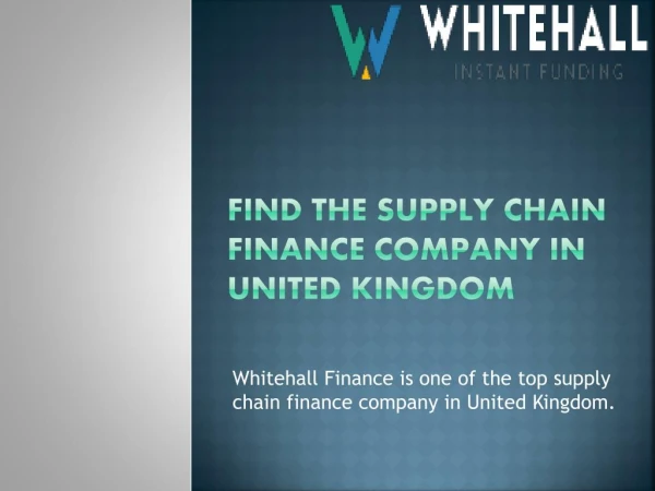 Find The Supply Chain Finance Company In UK