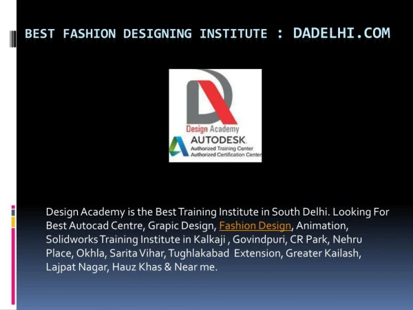 Best Fashion Designing Institute in South Delhi