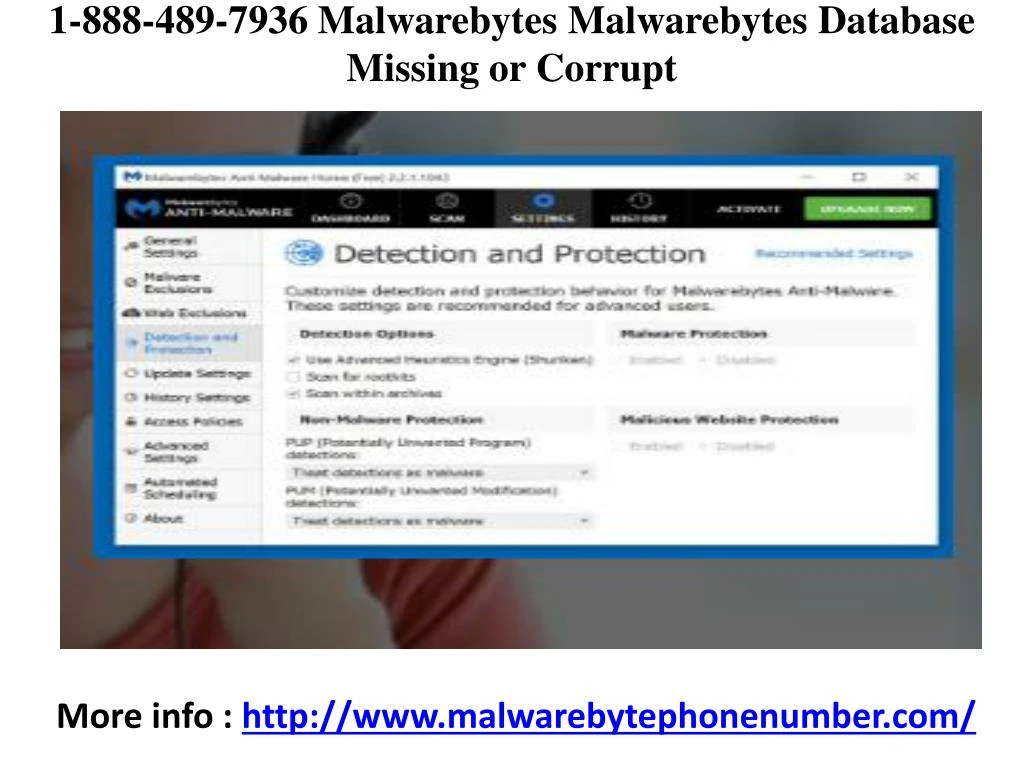 1 888 489 7936 malwarebytes malwarebytes database missing or corrupt