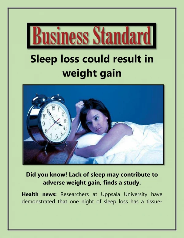 Sleep loss could result in weight gain