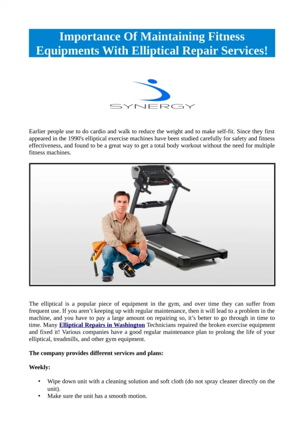 Importance Of Maintaining Fitness Equipments With Elliptical Repair Services!