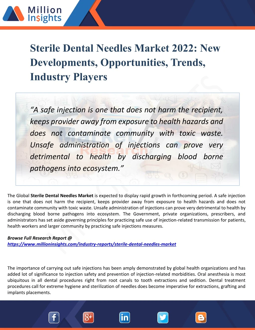 sterile dental needles market 2022