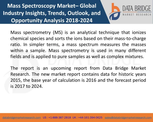 Global Mass Spectroscopy Market – Industry Trends and Forecast to 2024
