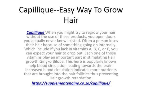 Capillique--Repair Damaged Hair Cells