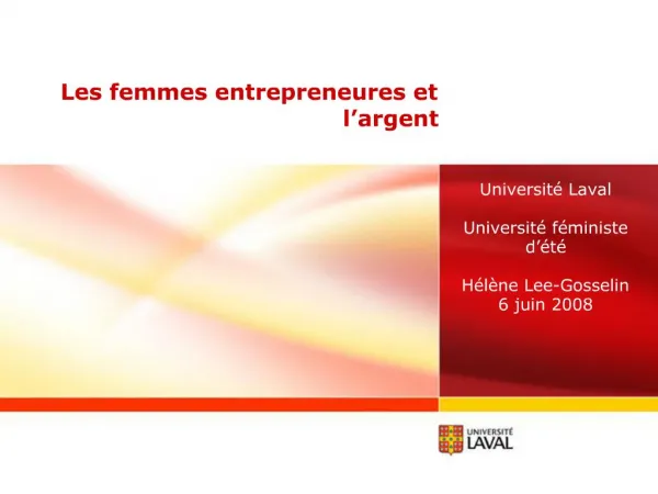 Les femmes entrepreneures et l argent