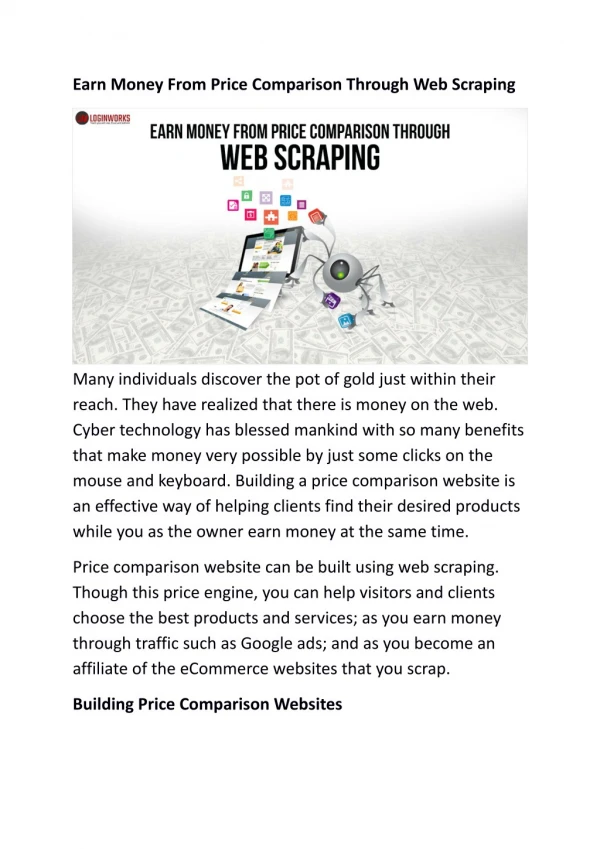 Earn Money From Price Comparison Through Web Scraping