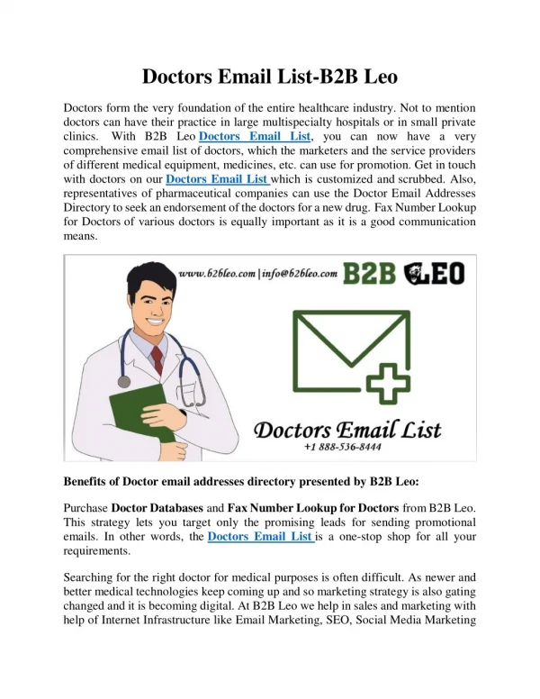 Doctors Email List | Doctor Email Addresses Directory | Doctor Email Addresses