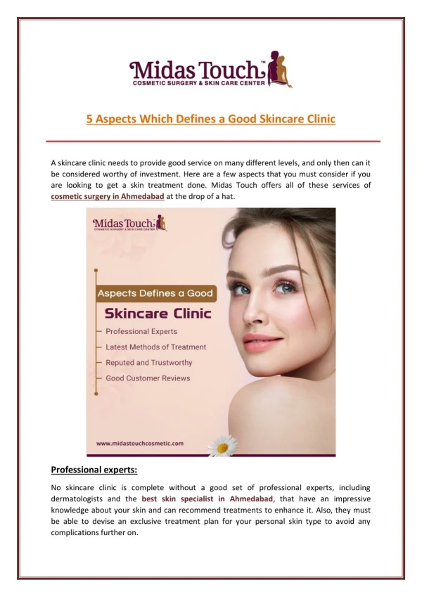 Aspects Which Defines a Good Skin care Clinic in Ahmedabad