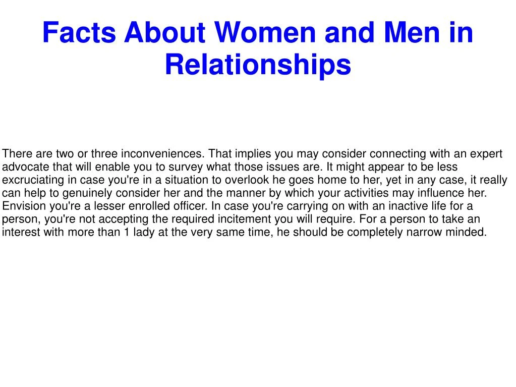 facts about women and men in relationships