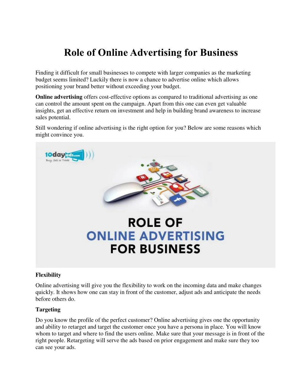 role of online advertising for business