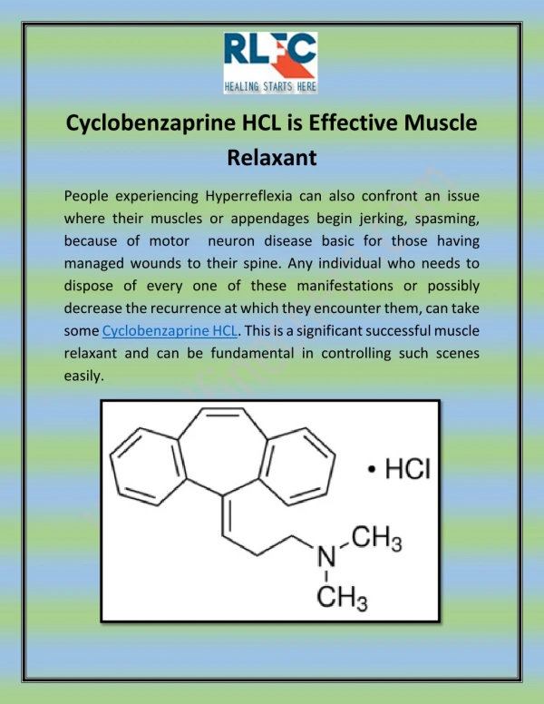 Cyclobenzaprine HCL is Effective Muscle Relaxant