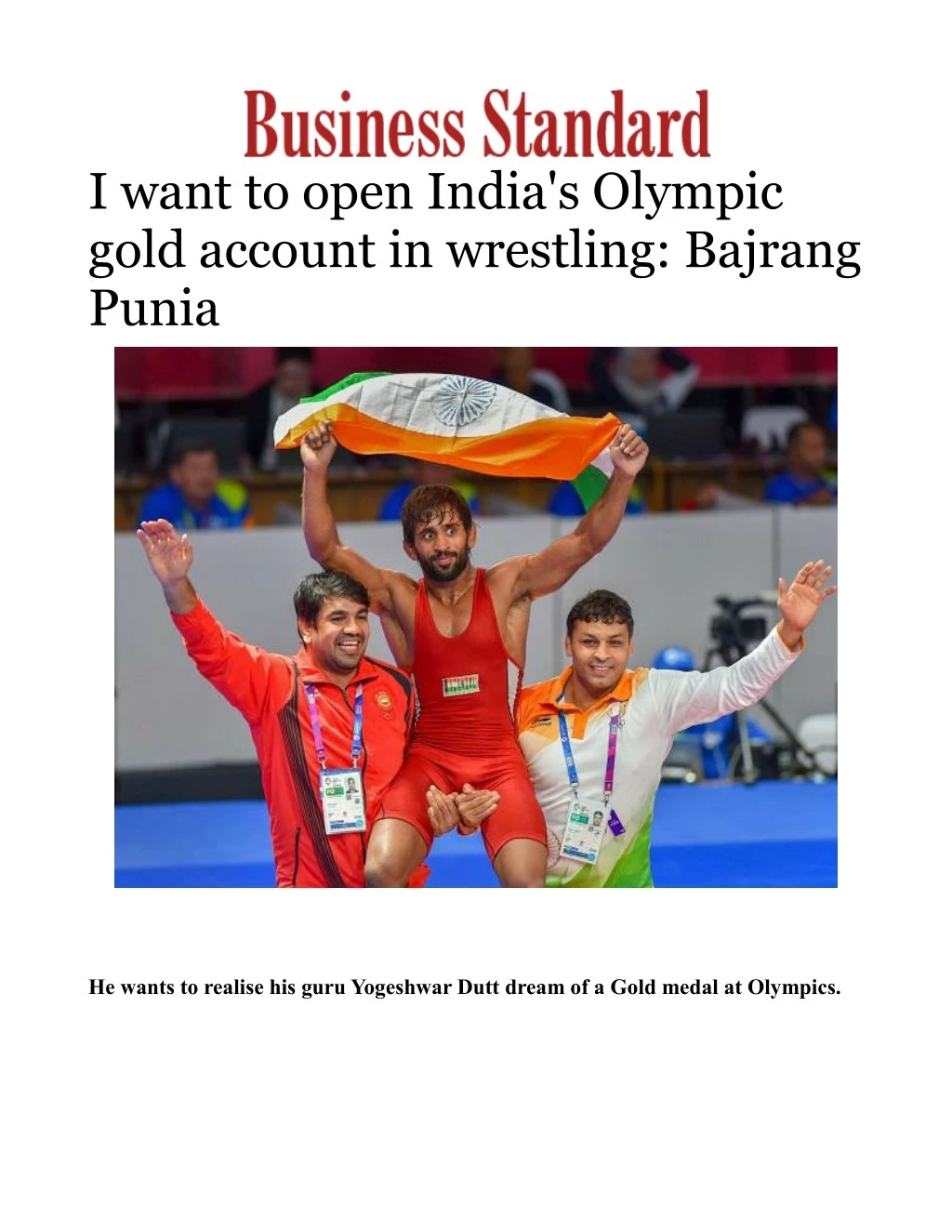 i want to open india s olympic gold account