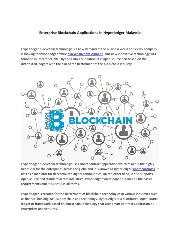 Enterprise Blockchain Applications In Hyperledger Malaysia