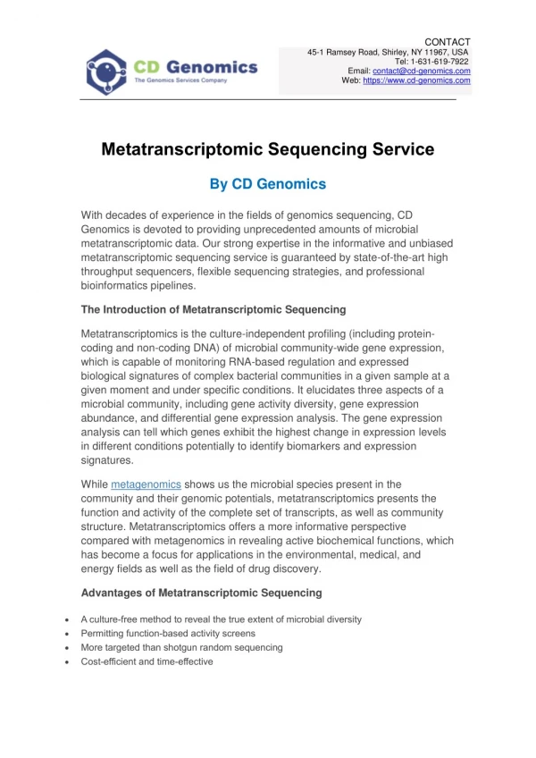 Metatranscriptomic Sequencing Service