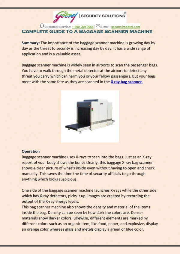 Complete Guide To A Baggage Scanner Machine