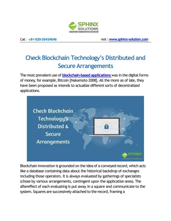 Check Blockchain Technology’s Distributed and Secure Arrangements