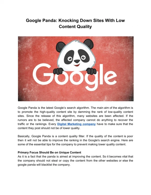 How To Stay Safe From Google Panda ??