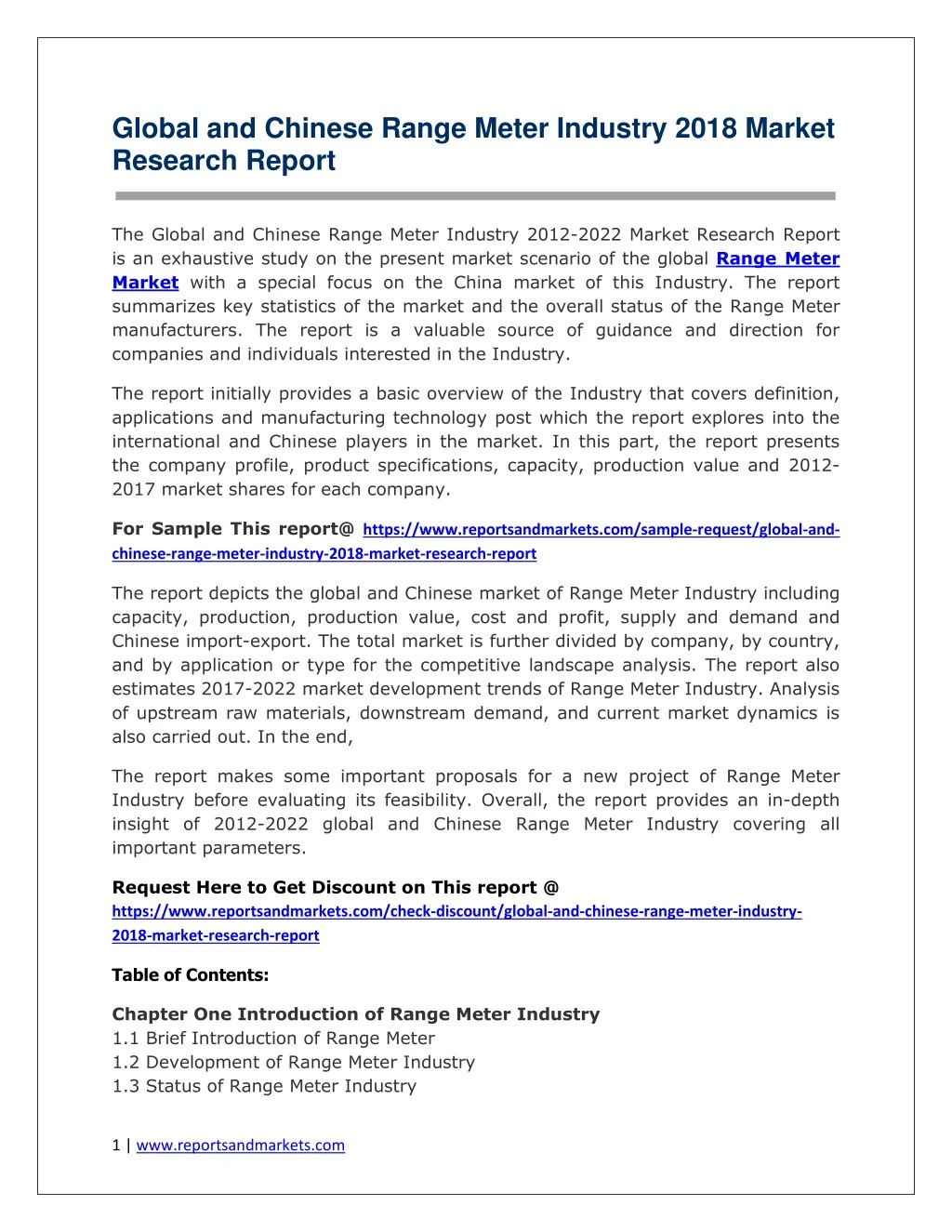 global and chinese range meter industry 2018