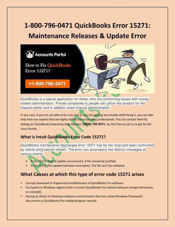 1-800-796-0471 QuickBooks Error 15271 - Maintenance Releases & Update Error