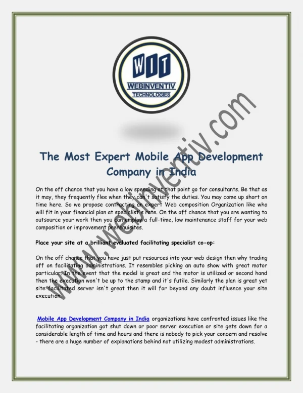 The Most Expert Mobile App Development Company in India
