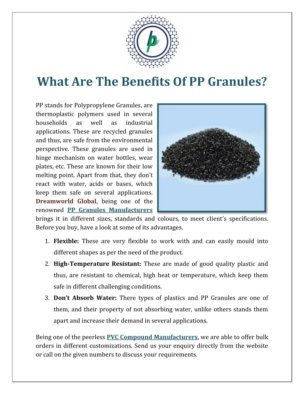 what are the benefits of pp granules