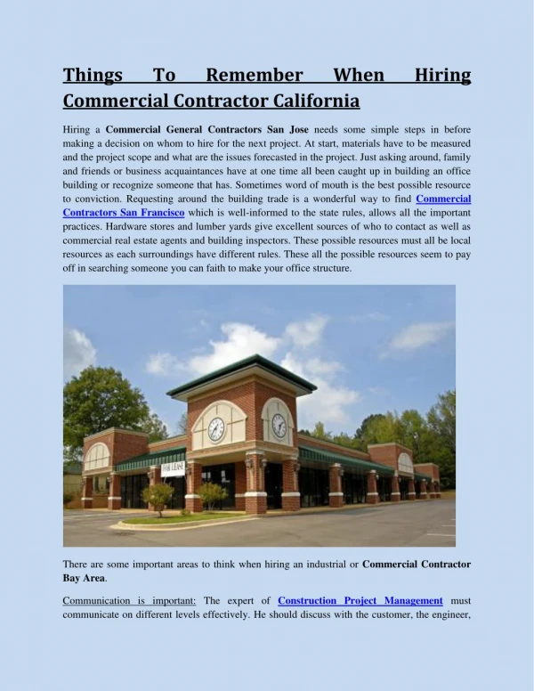 Things To Remember When Hiring Commercial ContractorCalifornia
