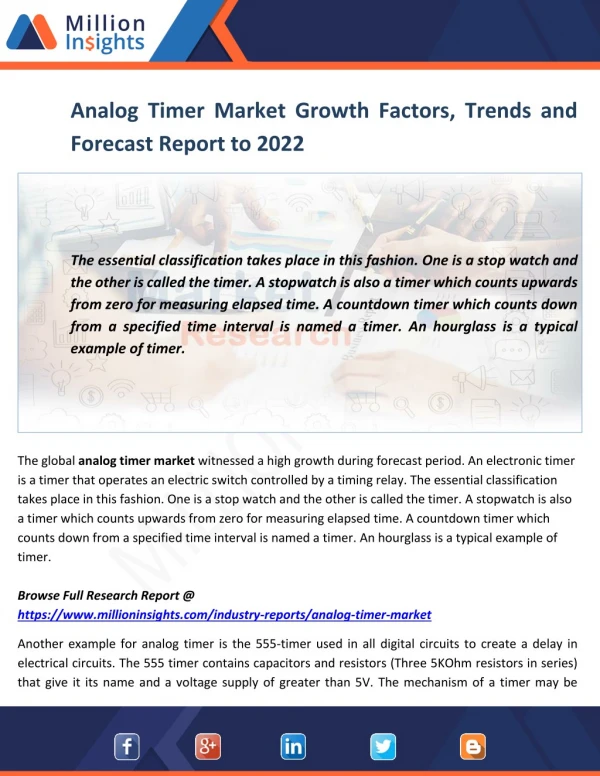 Analog Timer Industry Share by Manufacturers, Types and Current Scenario 2017-2022