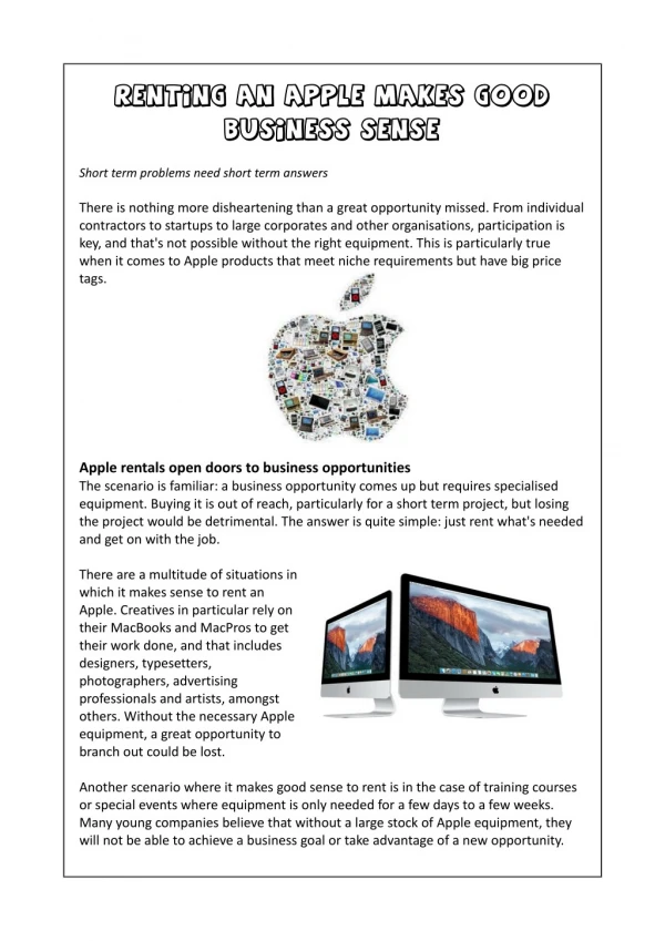 Renting an Apple makes good business sense