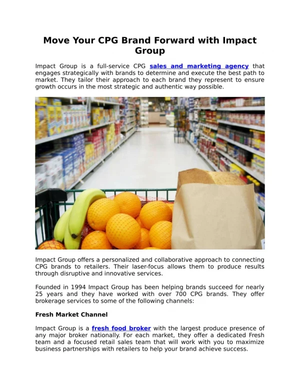 Move Your CPG Brand Forward with Impact Group