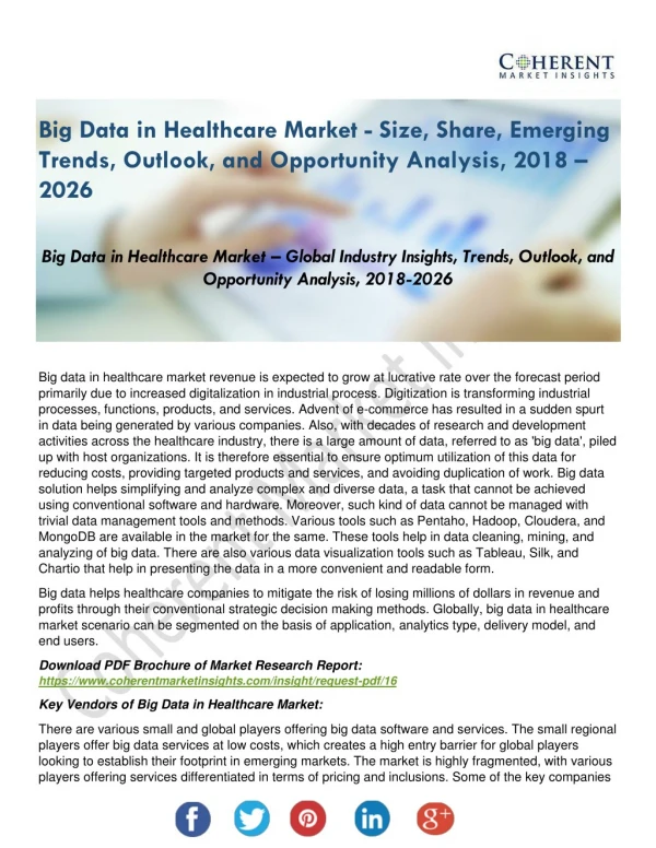 Big Data in Healthcare Market Analysis by Current Status and Futuristic Growth Till 2026
