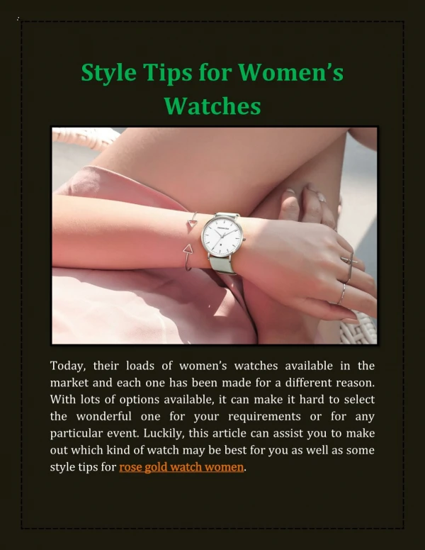 Style Tips for Women’s Watches