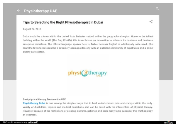 Tips to Selecting the Right Physiotherapist In Dubai