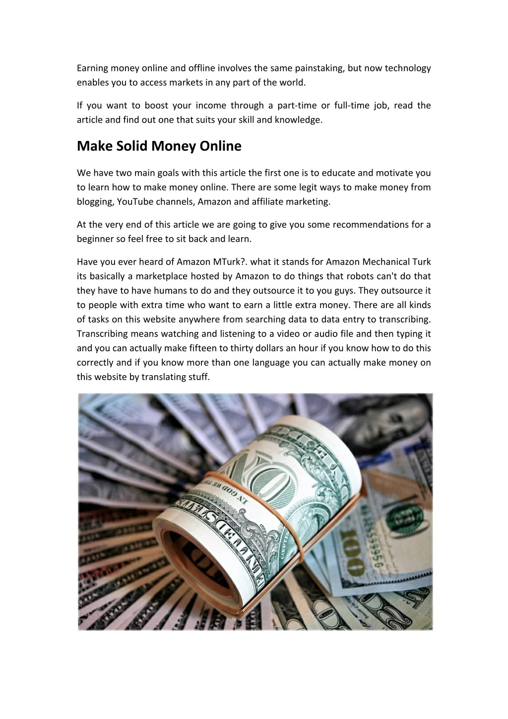 earning money online and offline involves