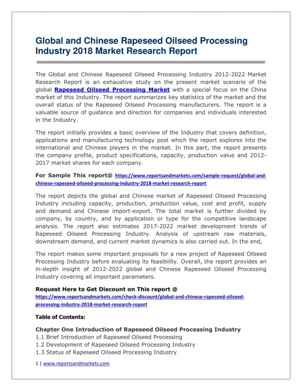 Rapeseed Oilseed Processing 2018-2023 Analysis