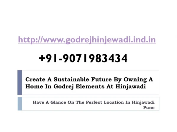 Create A Sustainable Future By Owning A Home In Godrej Elements At Hinjawadi