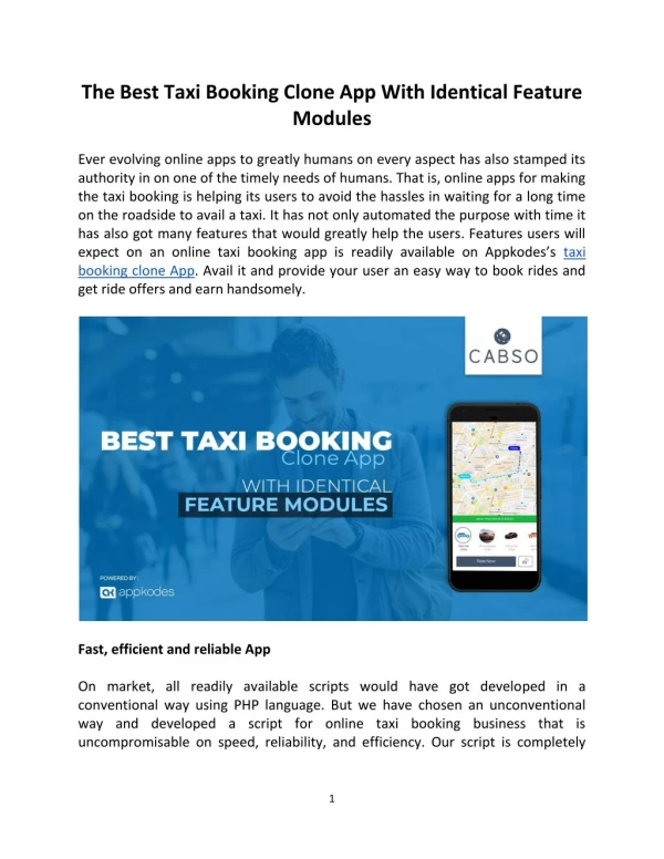 The Best Taxi Booking Clone App With Identical Feature Modules