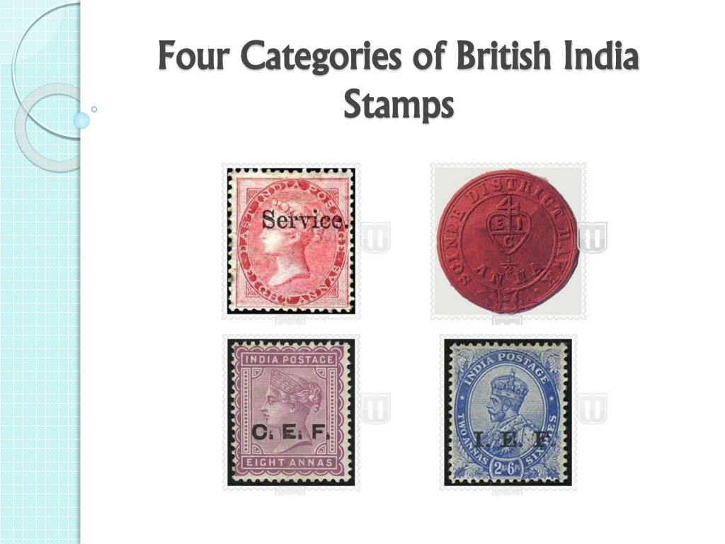 four categories of british india stamps