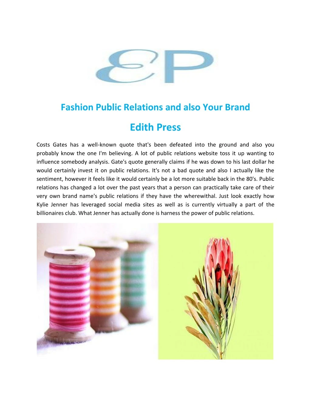 fashion public relations and also your brand