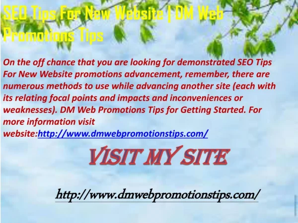seo tips for new website dm web promotions tips
