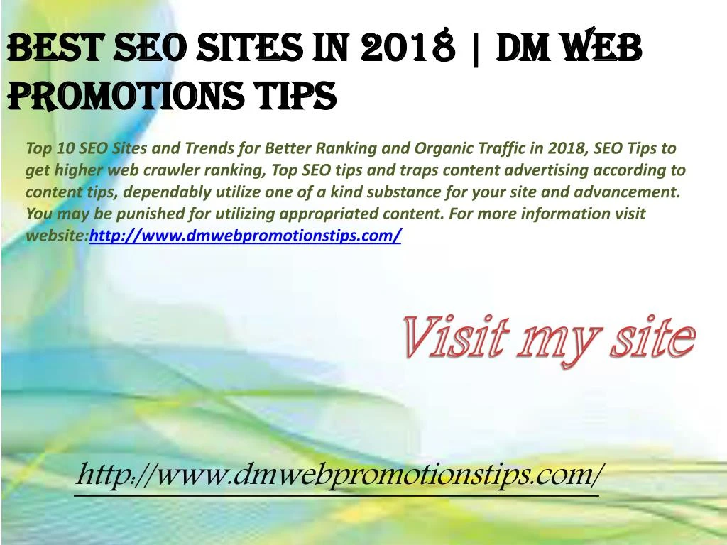 best seo sites in 2018 dm web promotions tips