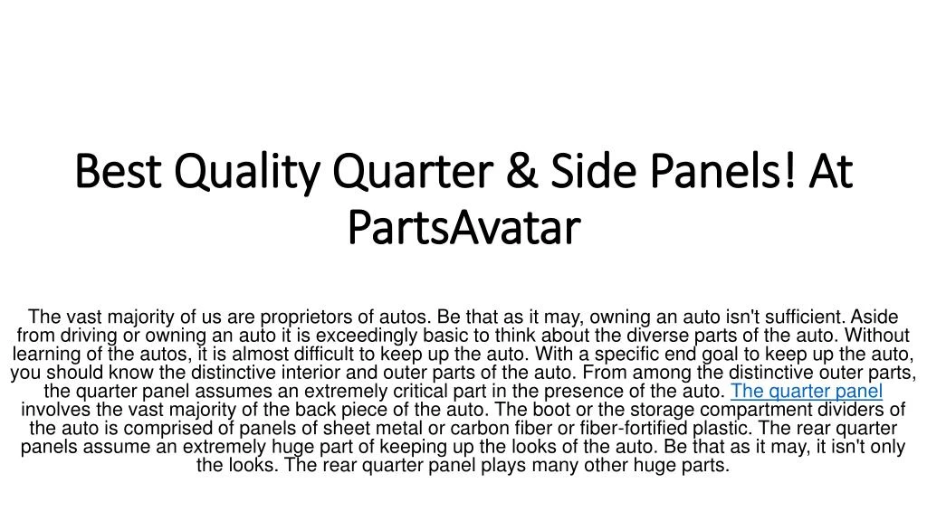 best quality quarter side panels at partsavatar