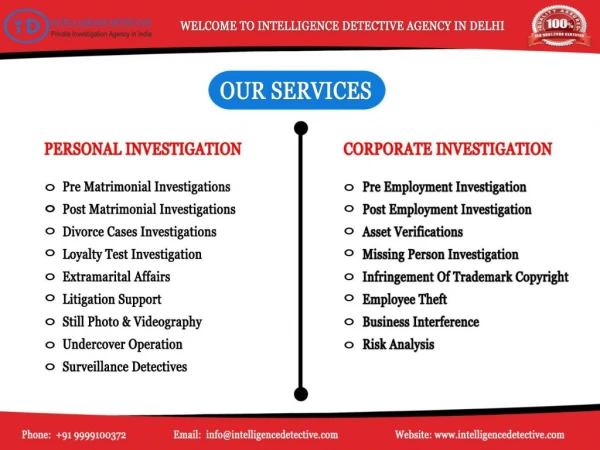 Top & Best Private Detective Agency in Delhi || Intelligence Detective