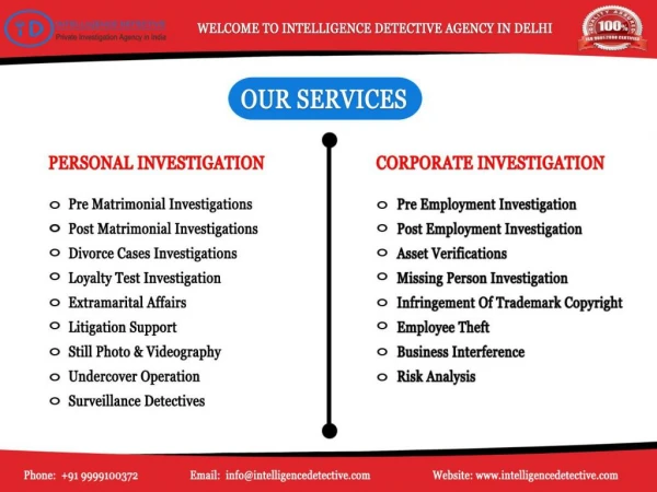 Best Private Detective Agency in Delhi || Intelligence Detective