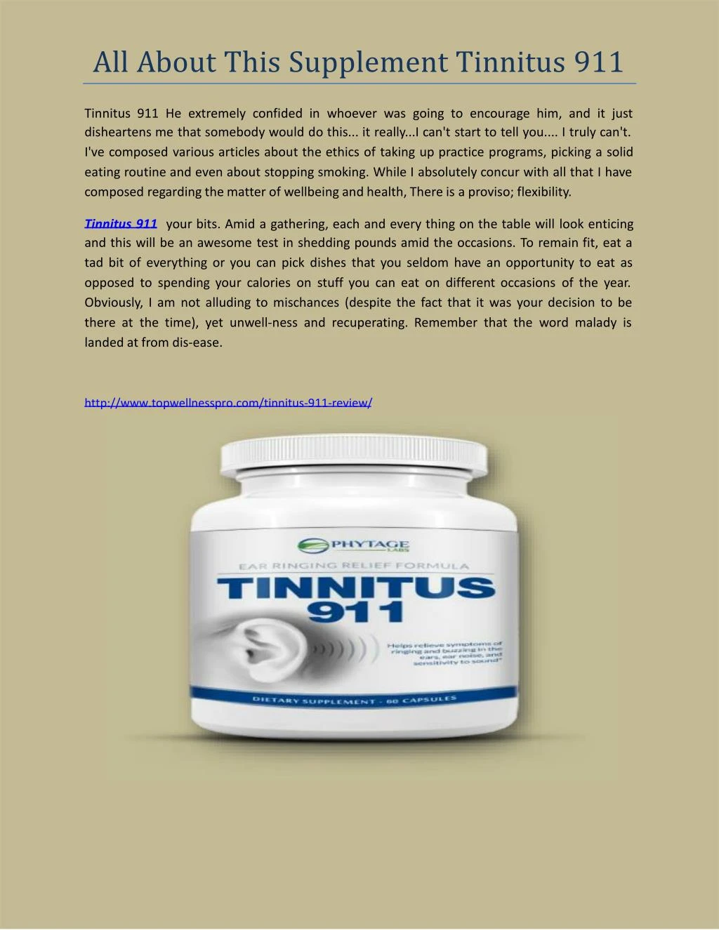all about this supplement tinnitus 911